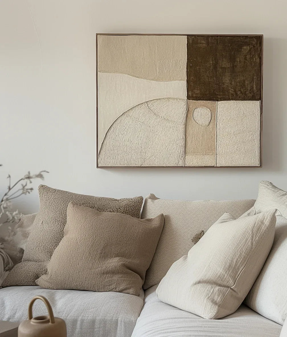 Earthbound Balance-Minimalist Geometric Arc Block Texture Abstract Wall Art