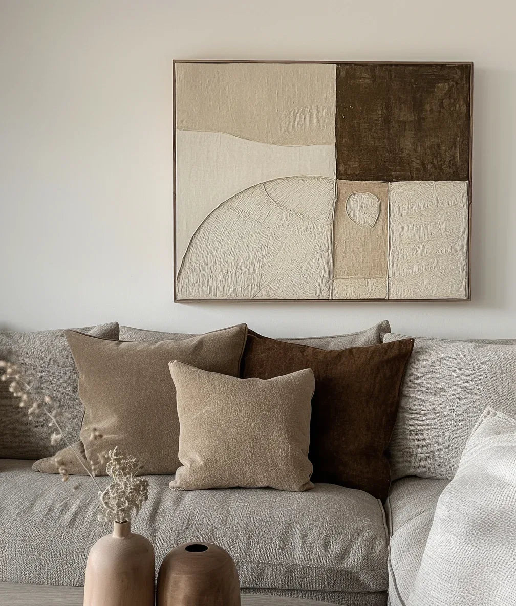 Earthbound Balance-Minimalist Geometric Arc Block Texture Abstract Wall Art