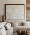 Organic Flow Textured Canvas-Abstract Texture Wall Art With Light Beige Three-Dimensional Lines