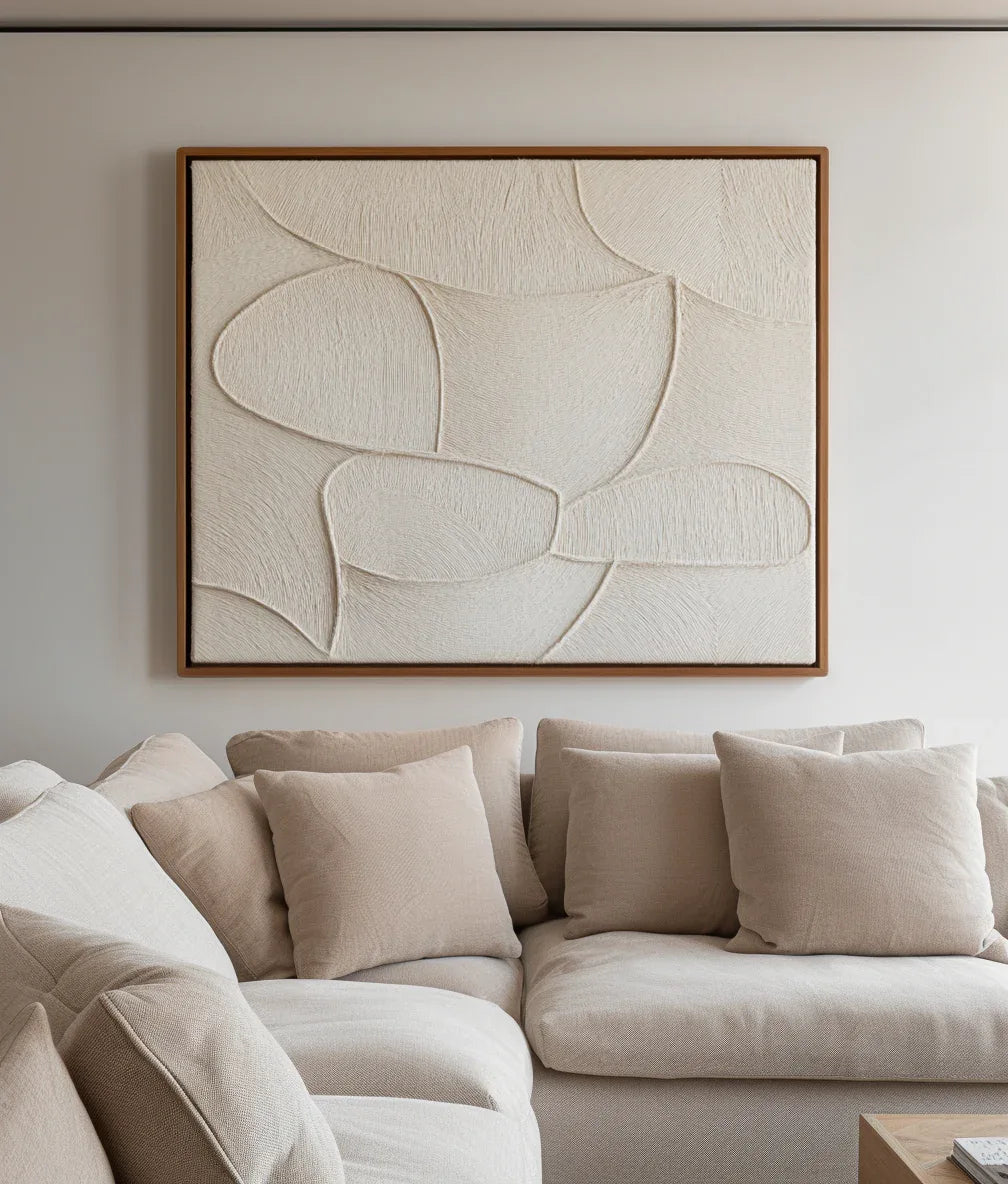 Organic Flow Textured Canvas-Abstract Texture Wall Art With Light Beige Three-Dimensional Lines
