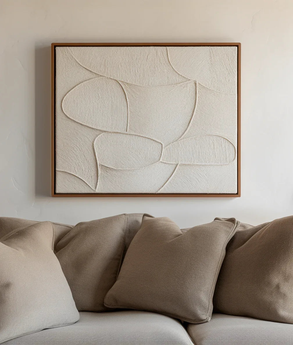 Organic Flow Textured Canvas-Abstract Texture Wall Art With Light Beige Three-Dimensional Lines