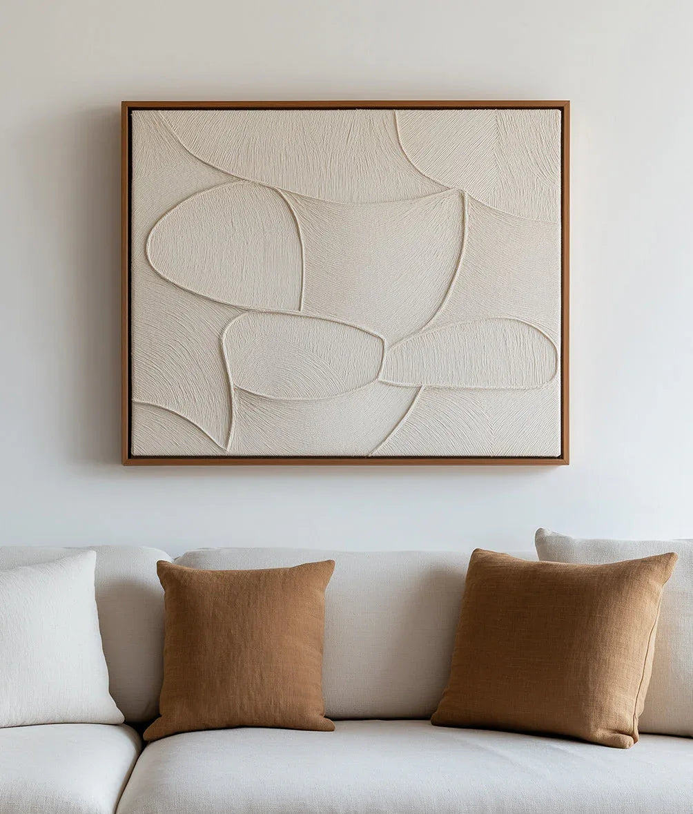 Organic Flow Textured Canvas-Abstract Texture Wall Art With Light Beige Three-Dimensional Lines