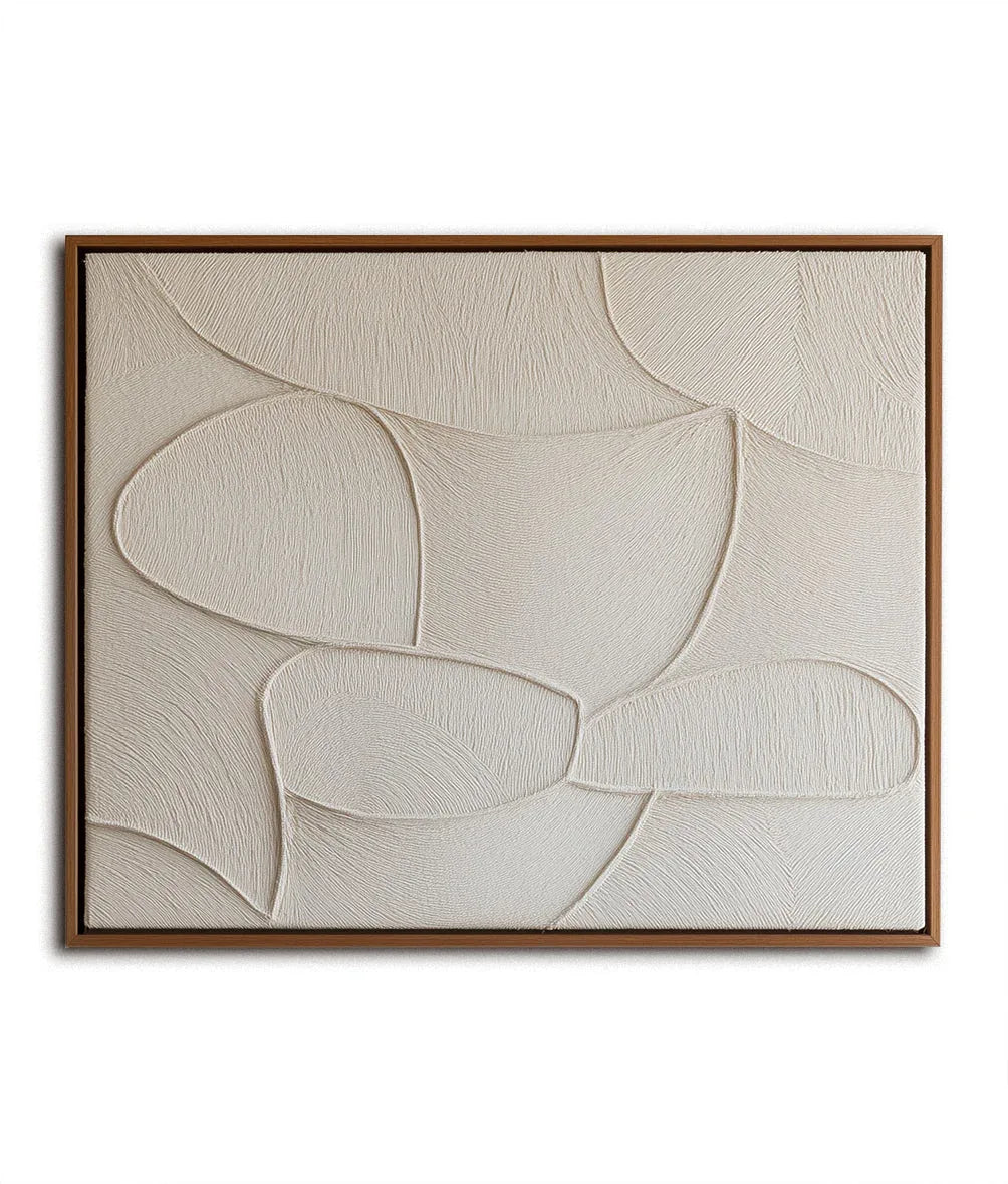 Organic Flow Textured Canvas-Abstract Texture Wall Art With Light Beige Three-Dimensional Lines