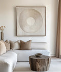 Serene Circle Textured Canvas-Minimally Styled Light Beige Hand-Painted Concentric Circular Wall Art