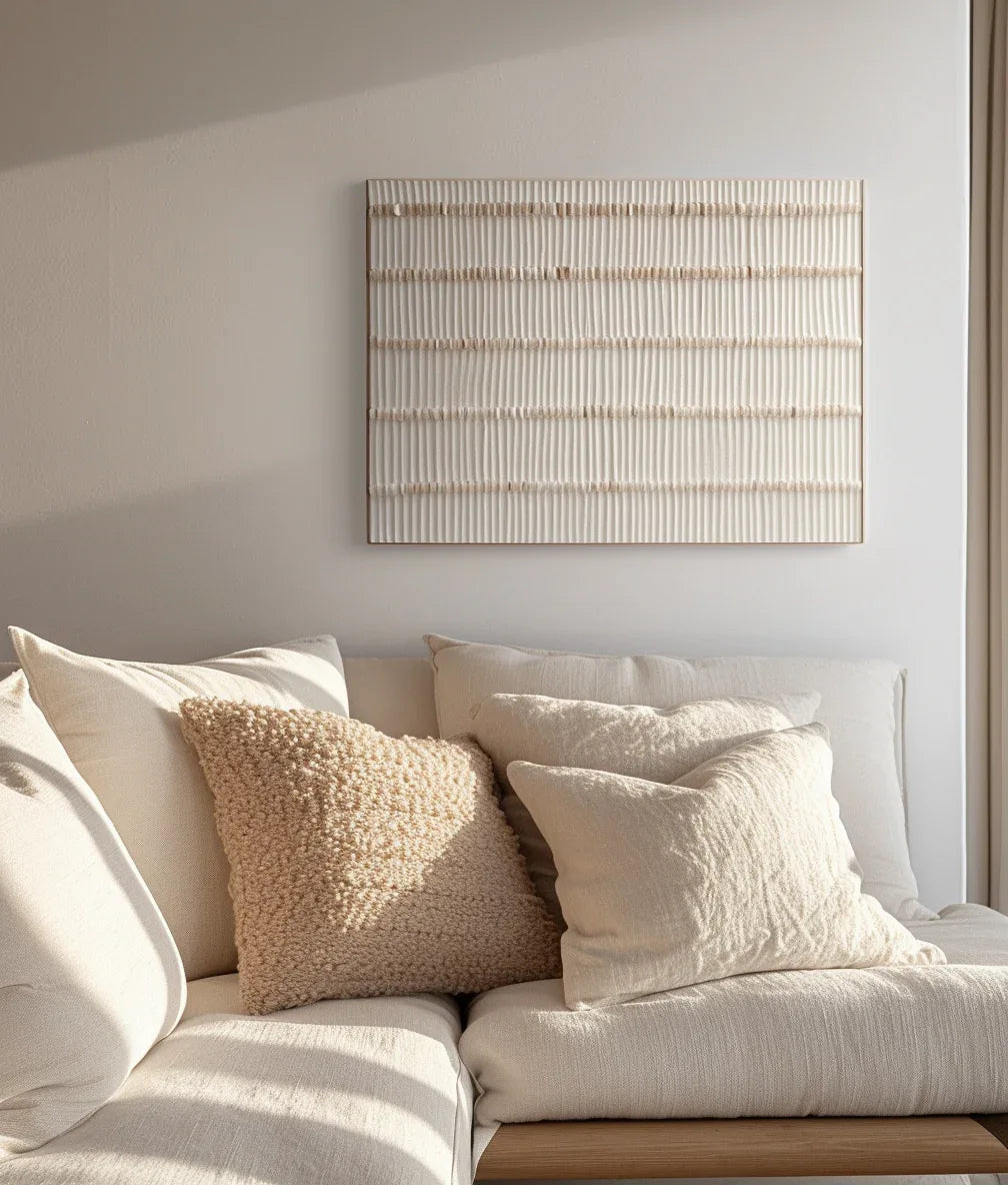 Rhythm in Simplicity-Modern Minimalist Light-Toned Woven Texture Wall Art