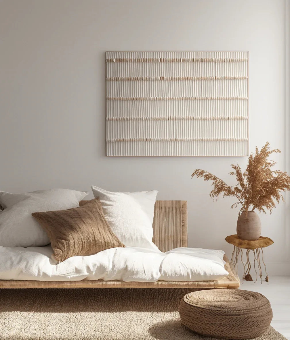 Rhythm in Simplicity-Modern Minimalist Light-Toned Woven Texture Wall Art