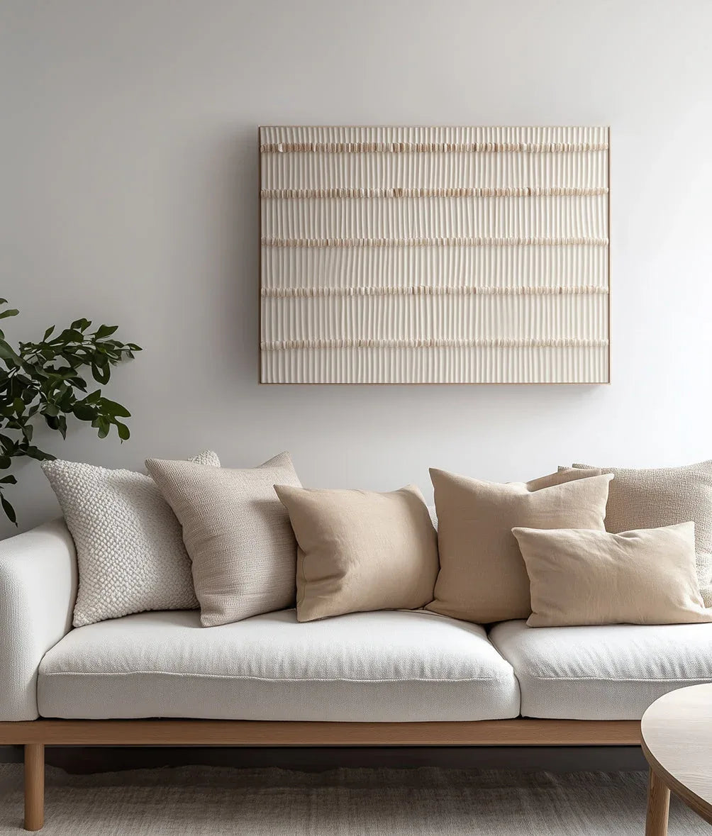 Rhythm in Simplicity-Modern Minimalist Light-Toned Woven Texture Wall Art