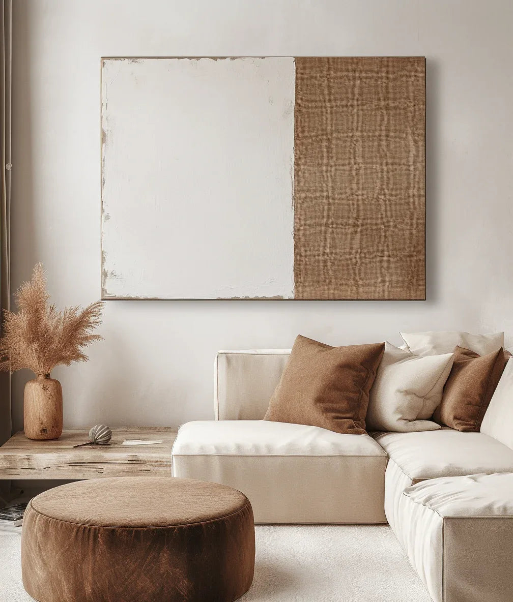 Harmony in Contrast-Minimalist Wabi-Sabi Two-Color Block Hand-Painted Wall Art