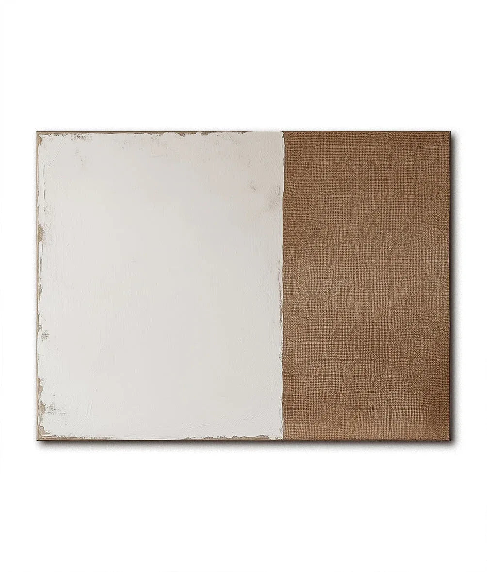 Harmony in Contrast-Minimalist Wabi-Sabi Two-Color Block Hand-Painted Wall Art