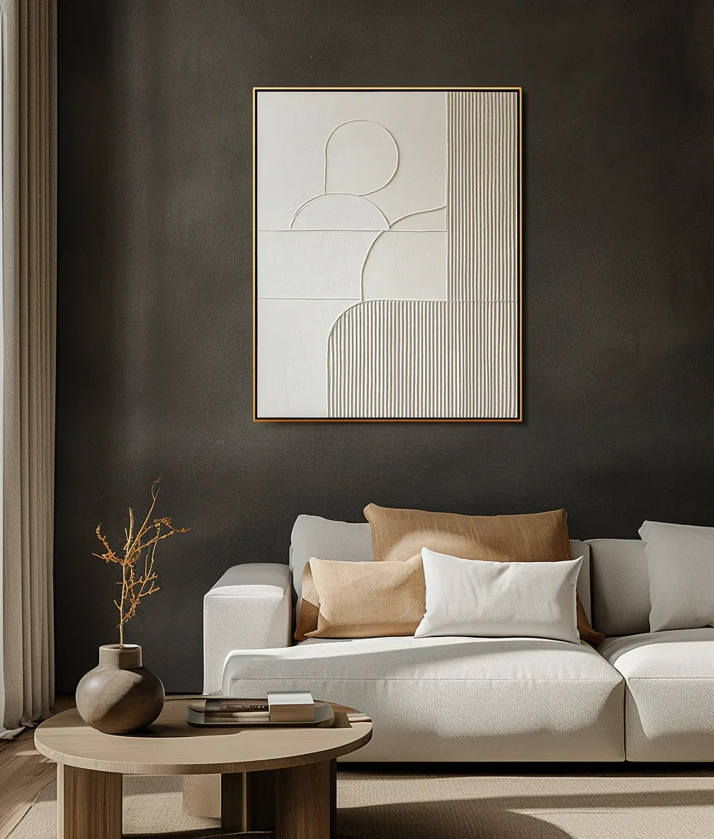 Harmonic Duality-Modern Minimalist Art Featuring Arcs and Lines on a Double-Sided Wall