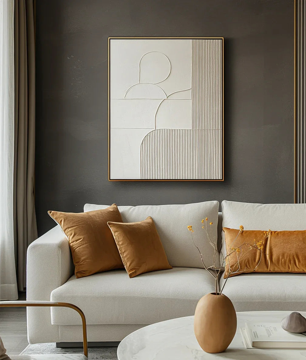 Harmonic Duality-Modern Minimalist Art Featuring Arcs and Lines on a Double-Sided Wall