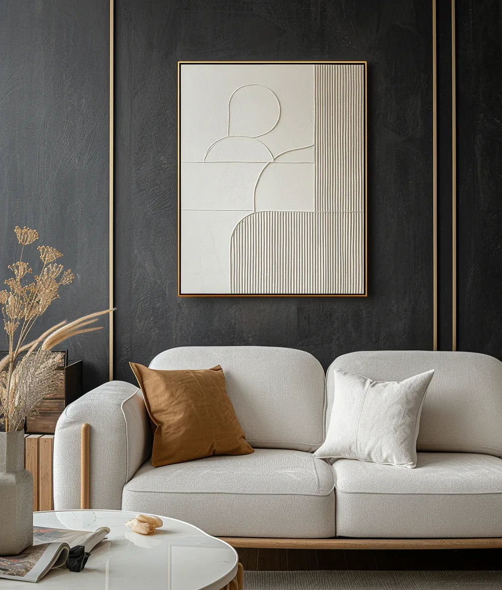 Harmonic Duality-Modern Minimalist Art Featuring Arcs and Lines on a Double-Sided Wall