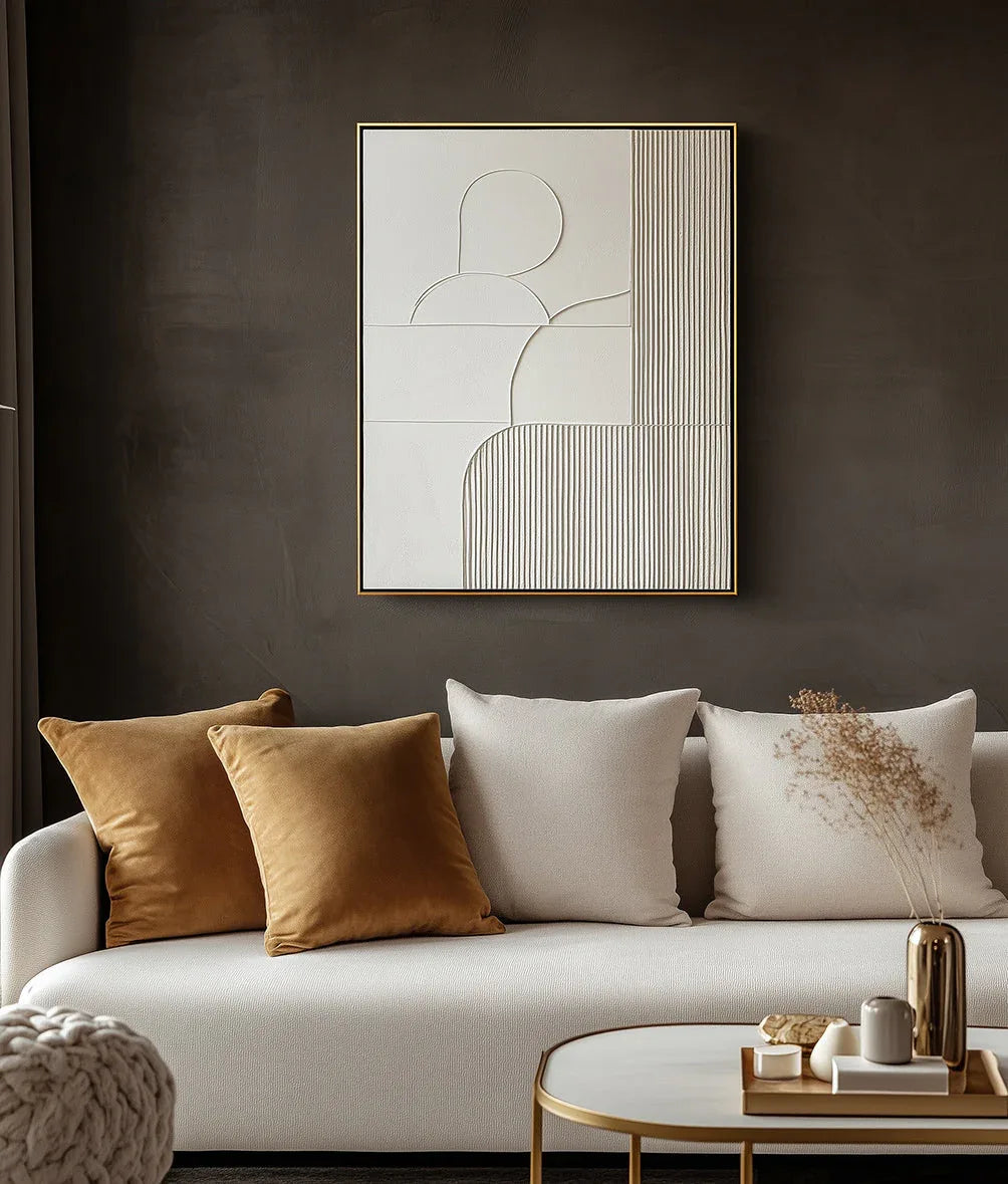 Harmonic Duality-Modern Minimalist Art Featuring Arcs and Lines on a Double-Sided Wall