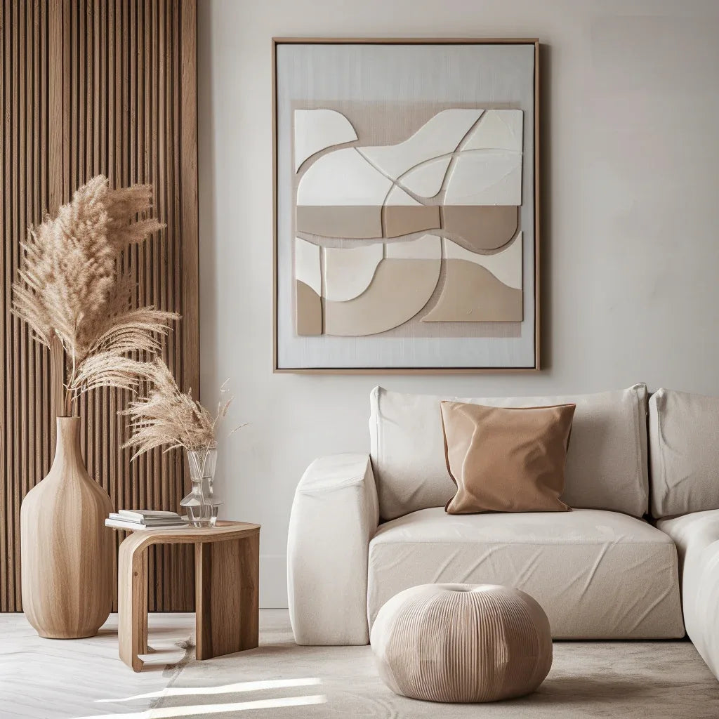 Abstract Harmony-Indoor Decoration Earth Color Abstract Soft Arc Block Wall Art