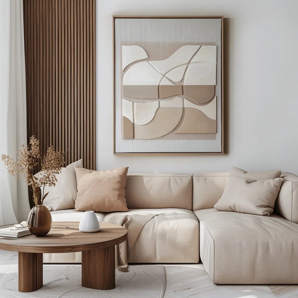 Abstract Harmony-Indoor Decoration Earth Color Abstract Soft Arc Block Wall Art