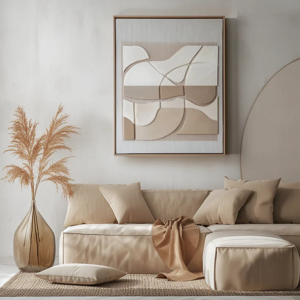 Abstract Harmony-Indoor Decoration Earth Color Abstract Soft Arc Block Wall Art