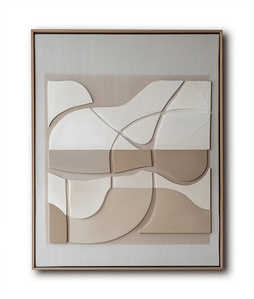 Abstract Harmony-Indoor Decoration Earth Color Abstract Soft Arc Block Wall Art