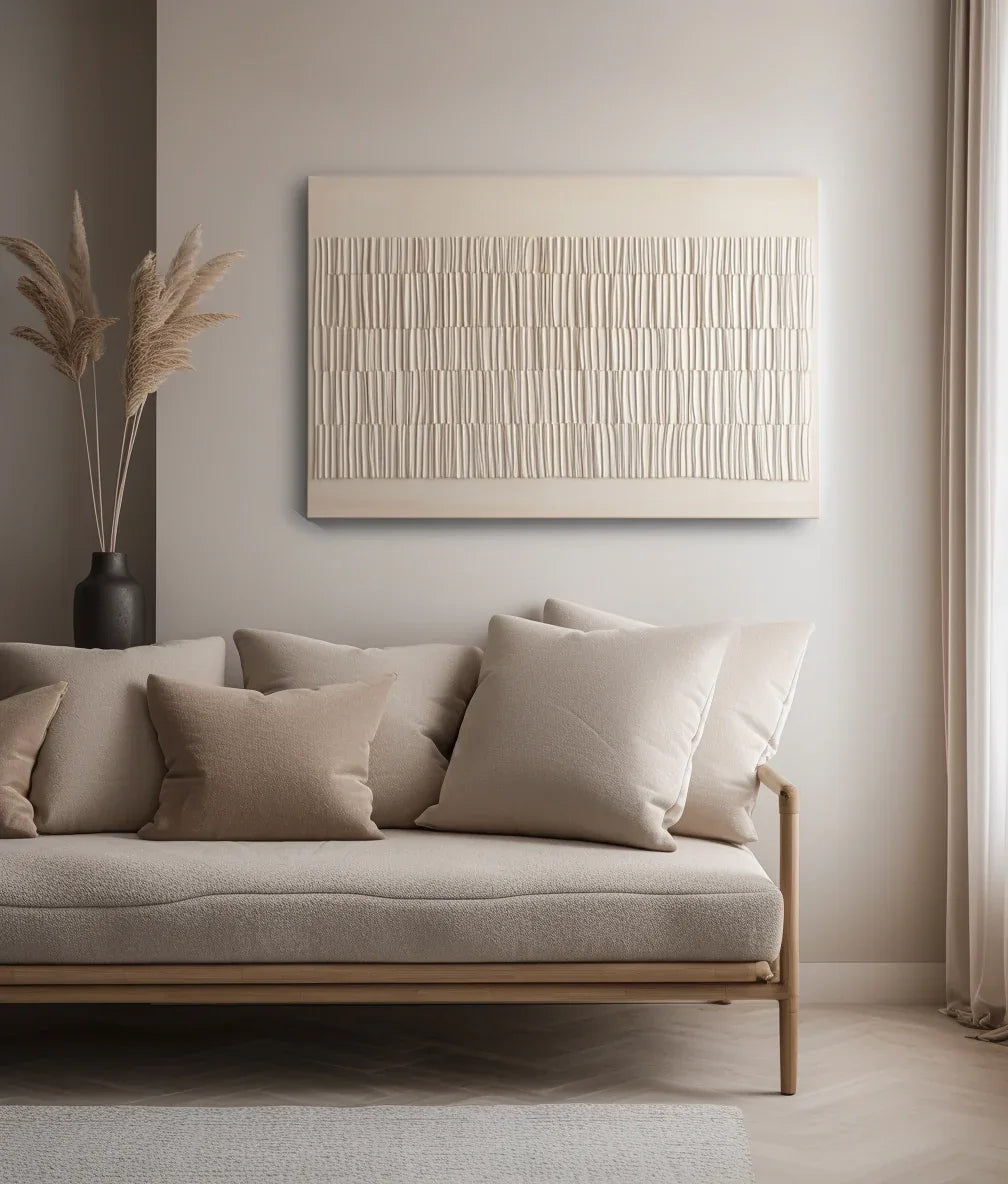 Serene Weave-Modern Minimalist White Texture Abstract Wall Art