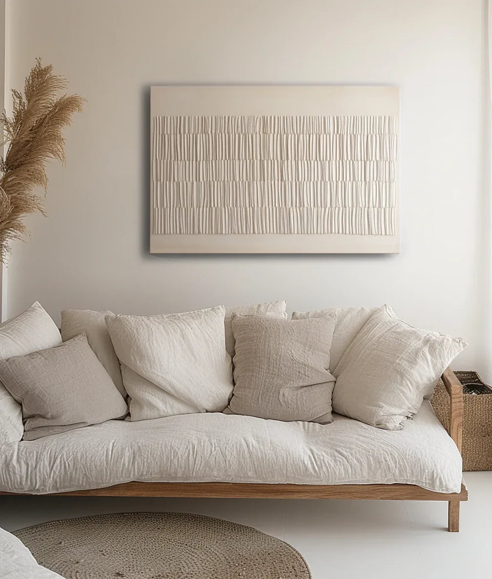 Serene Weave-Modern Minimalist White Texture Abstract Wall Art