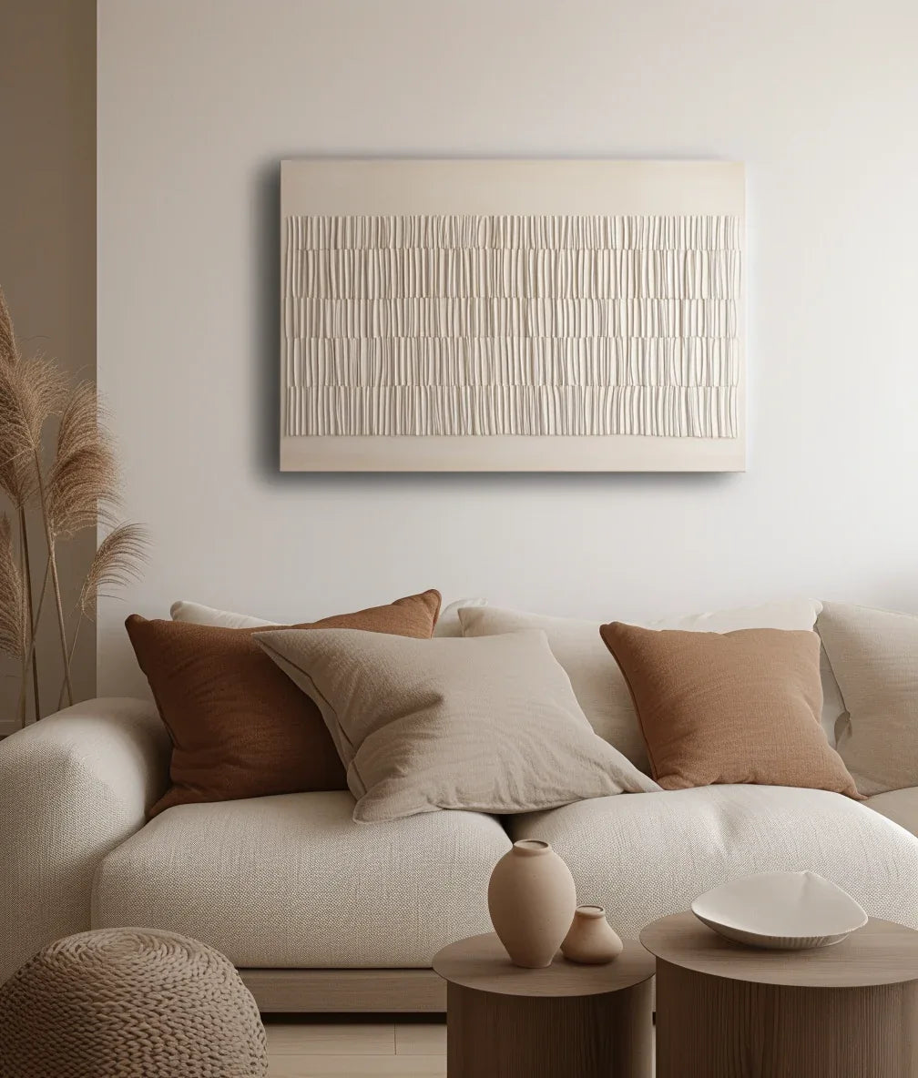 Serene Weave-Modern Minimalist White Texture Abstract Wall Art