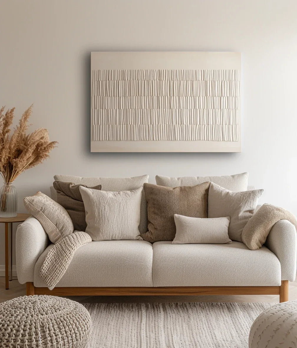 Serene Weave-Modern Minimalist White Texture Abstract Wall Art