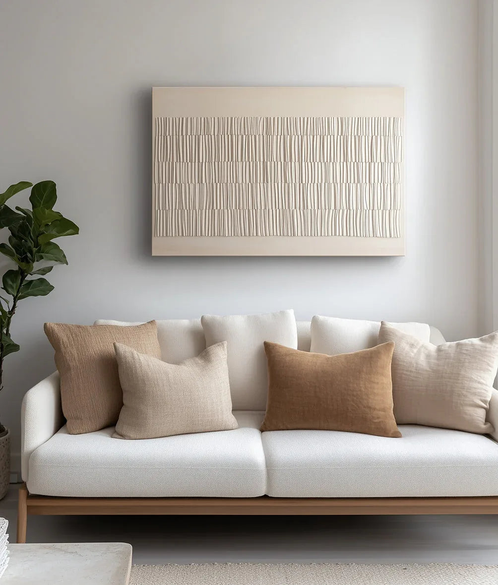 Serene Weave-Modern Minimalist White Texture Abstract Wall Art