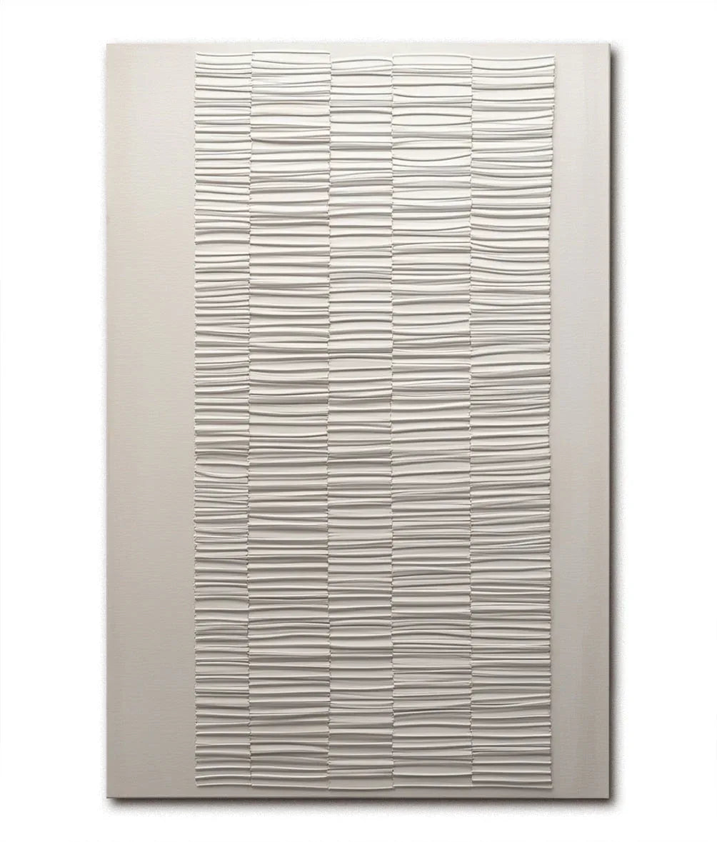 Serene Weave-Modern Minimalist White Texture Abstract Wall Art