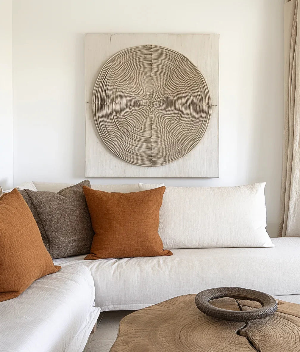 Earthly Harmony Textured Panel-3D Minimalist Abstract Texture Concentric Circle Oil Painting Wall Art