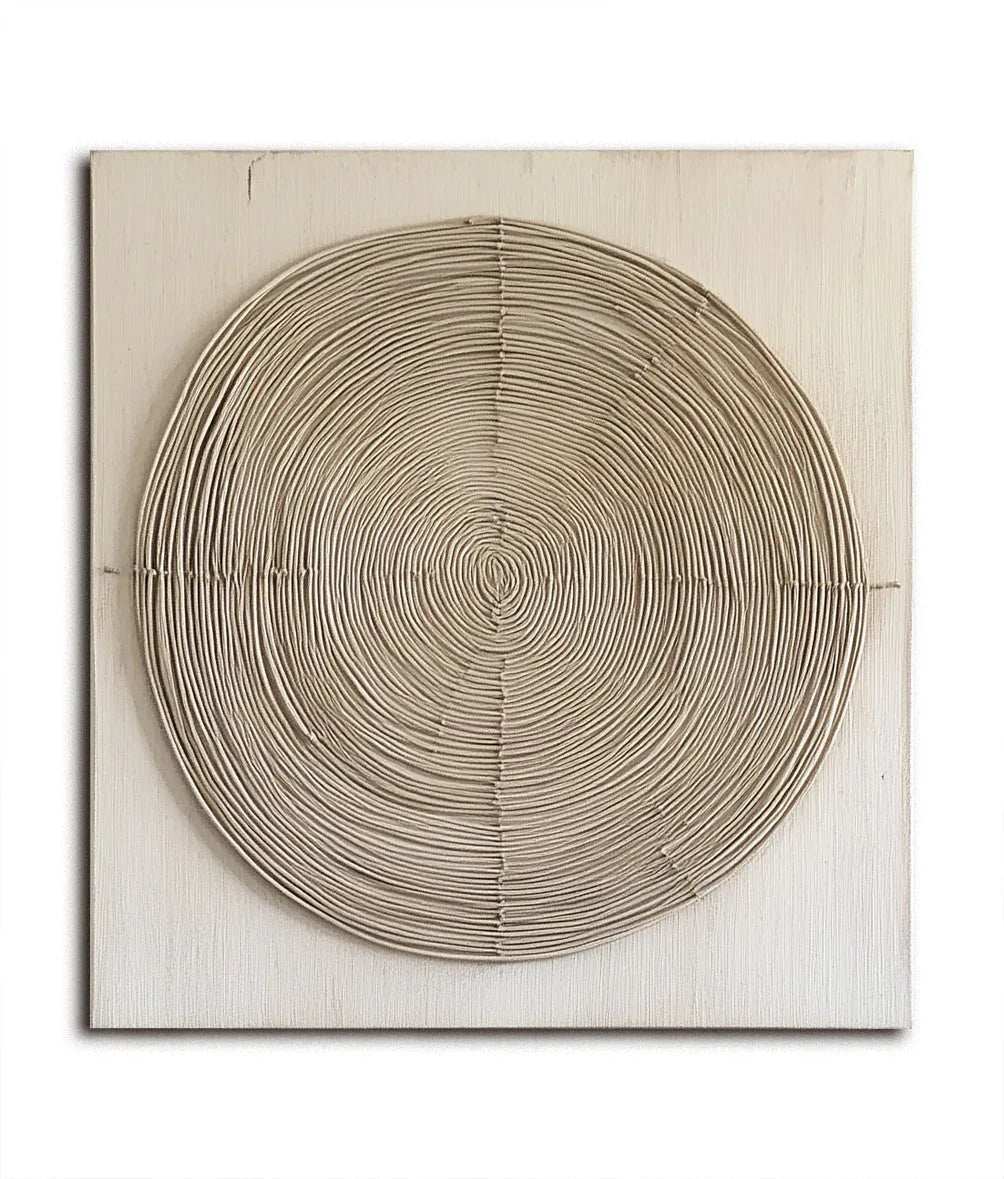 Earthly Harmony Textured Panel-3D Minimalist Abstract Texture Concentric Circle Oil Painting Wall Art