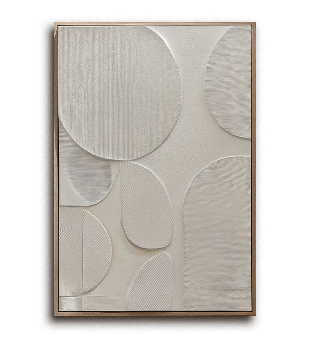 Ethereal Balance-Modern Minimalist Light Beige Abstract Circular Block Wall Art