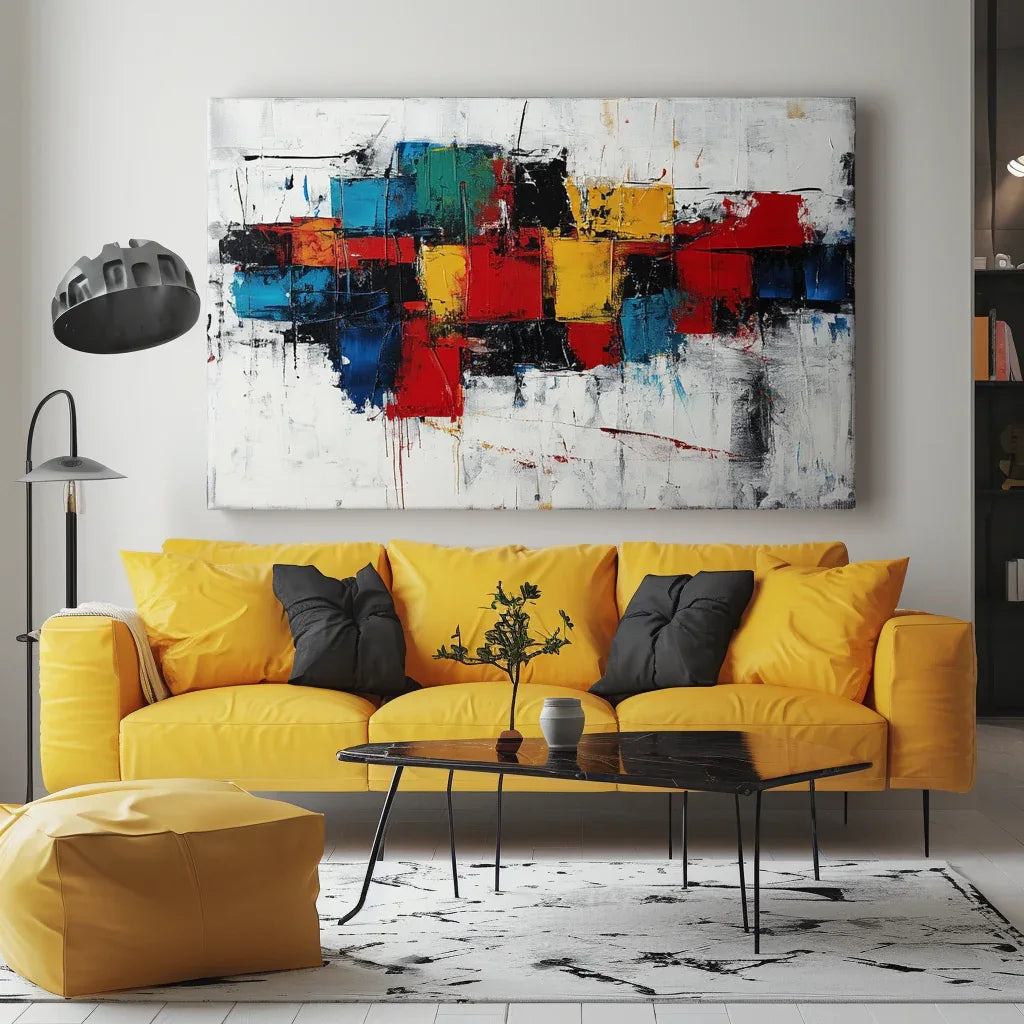 Color Surge-Abstract Wall Art of Hand drawn Texture and Color Collision