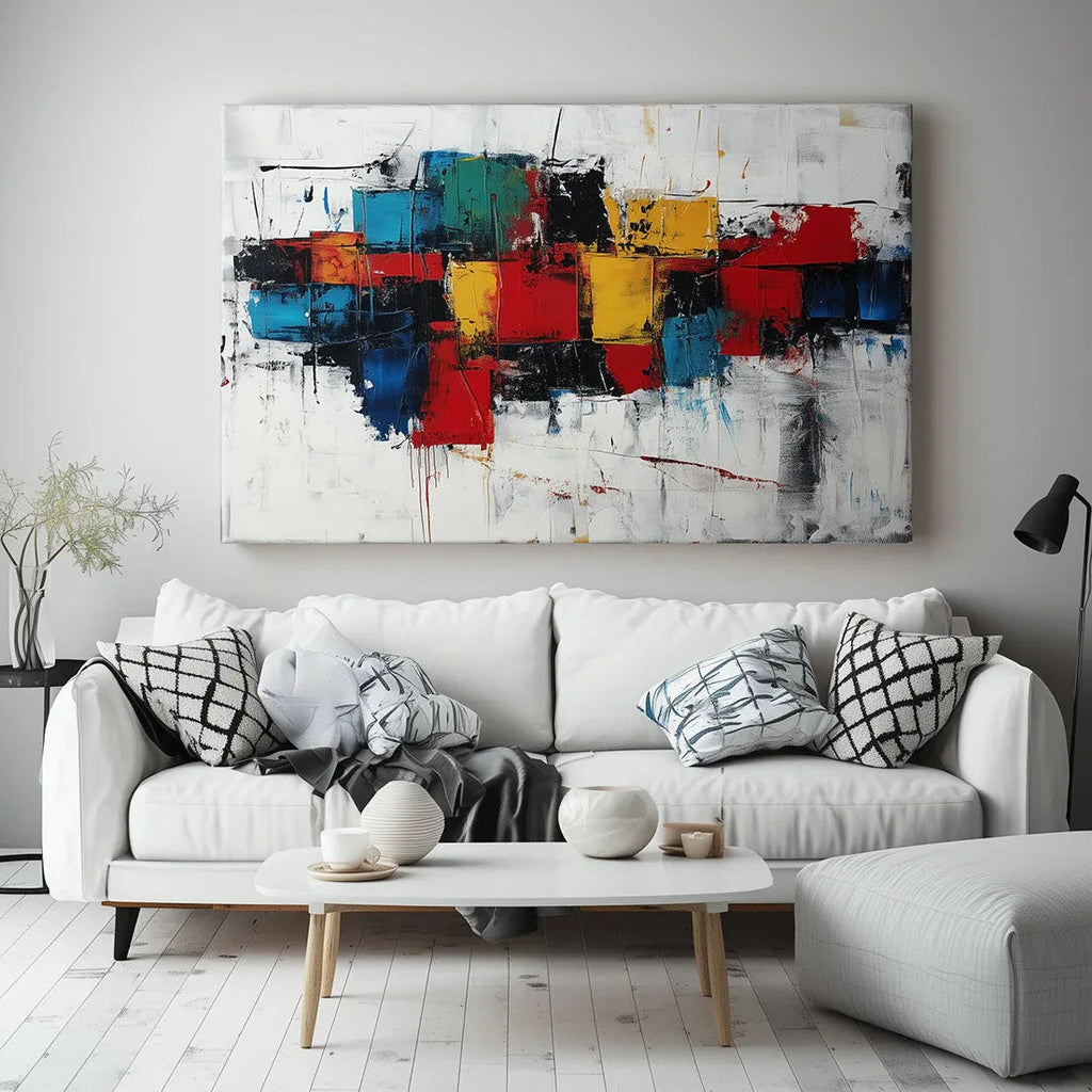 Color Surge-Abstract Wall Art of Hand drawn Texture and Color Collision