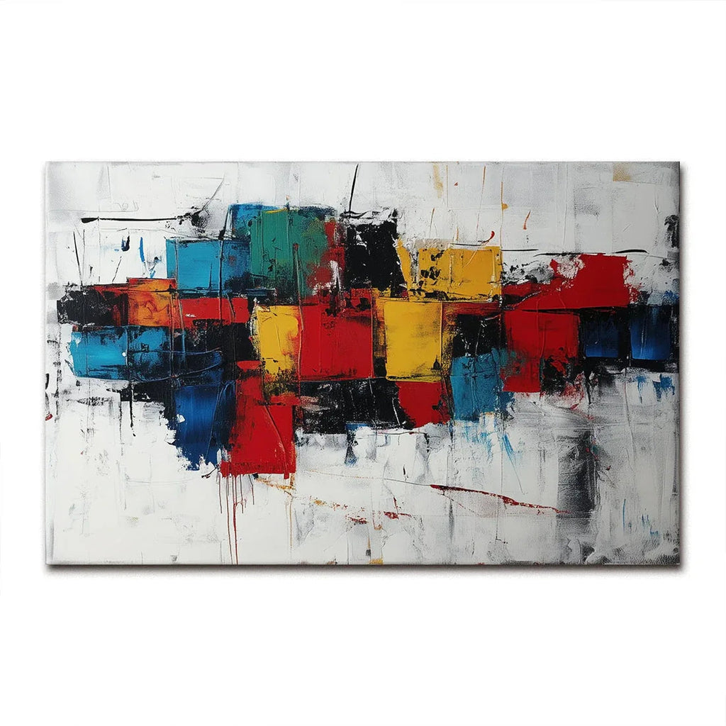 Color Surge-Abstract Wall Art of Hand drawn Texture and Color Collision
