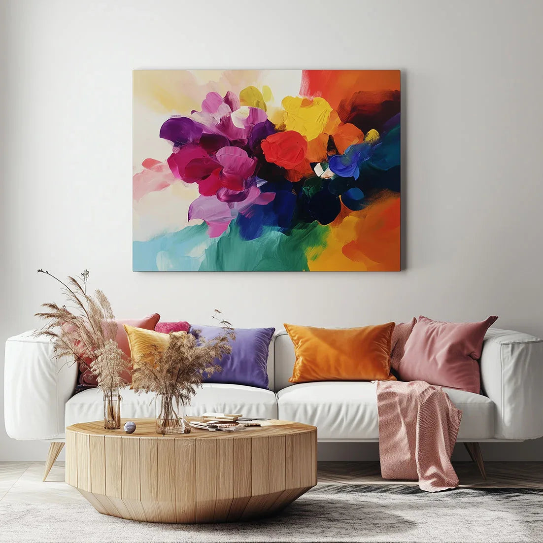 Rainbow Floral Abstraction-Abstract Texture Wall Art of Flowers and Rainbows