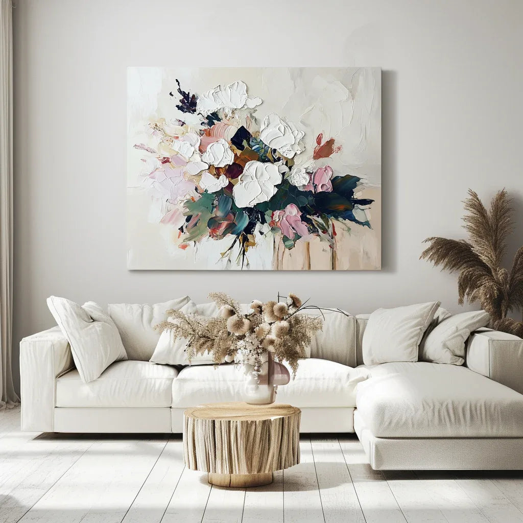 Elegant and Blooming Hand-Painted Thick Painted Flower Cluster Wall Art#FL10055
