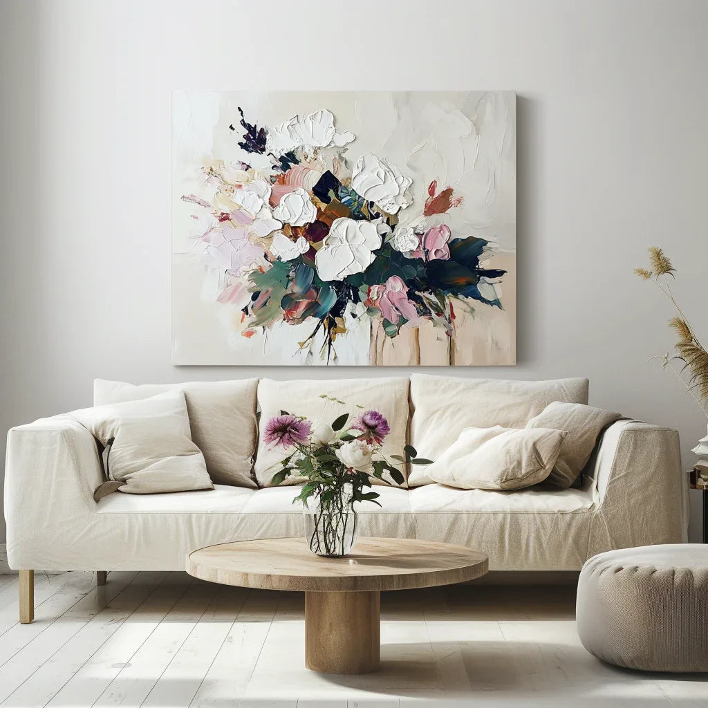 Elegant and Blooming Hand-Painted Thick Painted Flower Cluster Wall Art#FL10055