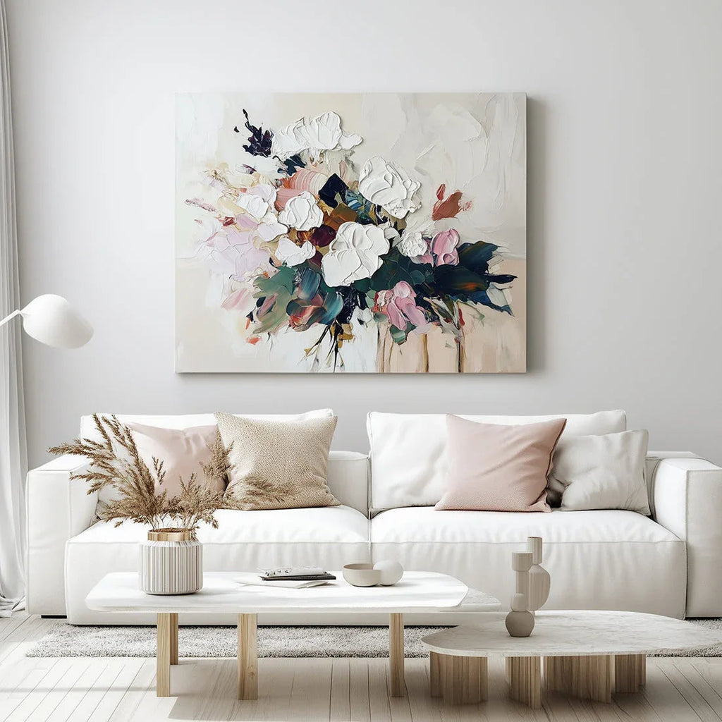 Elegant and Blooming Hand-Painted Thick Painted Flower Cluster Wall Art#FL10055