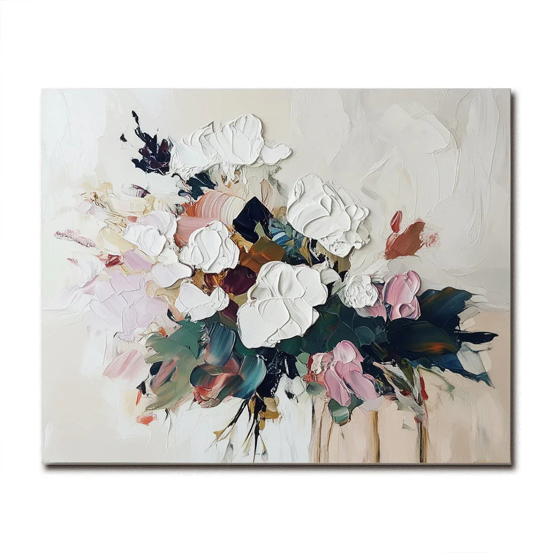 Elegant and Blooming Hand-Painted Thick Painted Flower Cluster Wall Art#FL10055