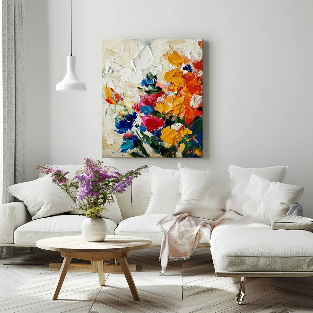 Radiant Garden -3D Texture Abstract Color Flower Cluster Oil Painting Wall Art#FL10089