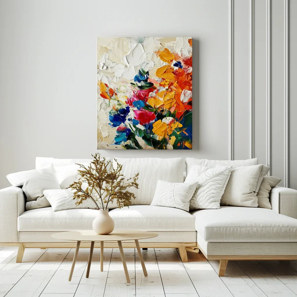 Radiant Garden -3D Texture Abstract Color Flower Cluster Oil Painting Wall Art#FL10089