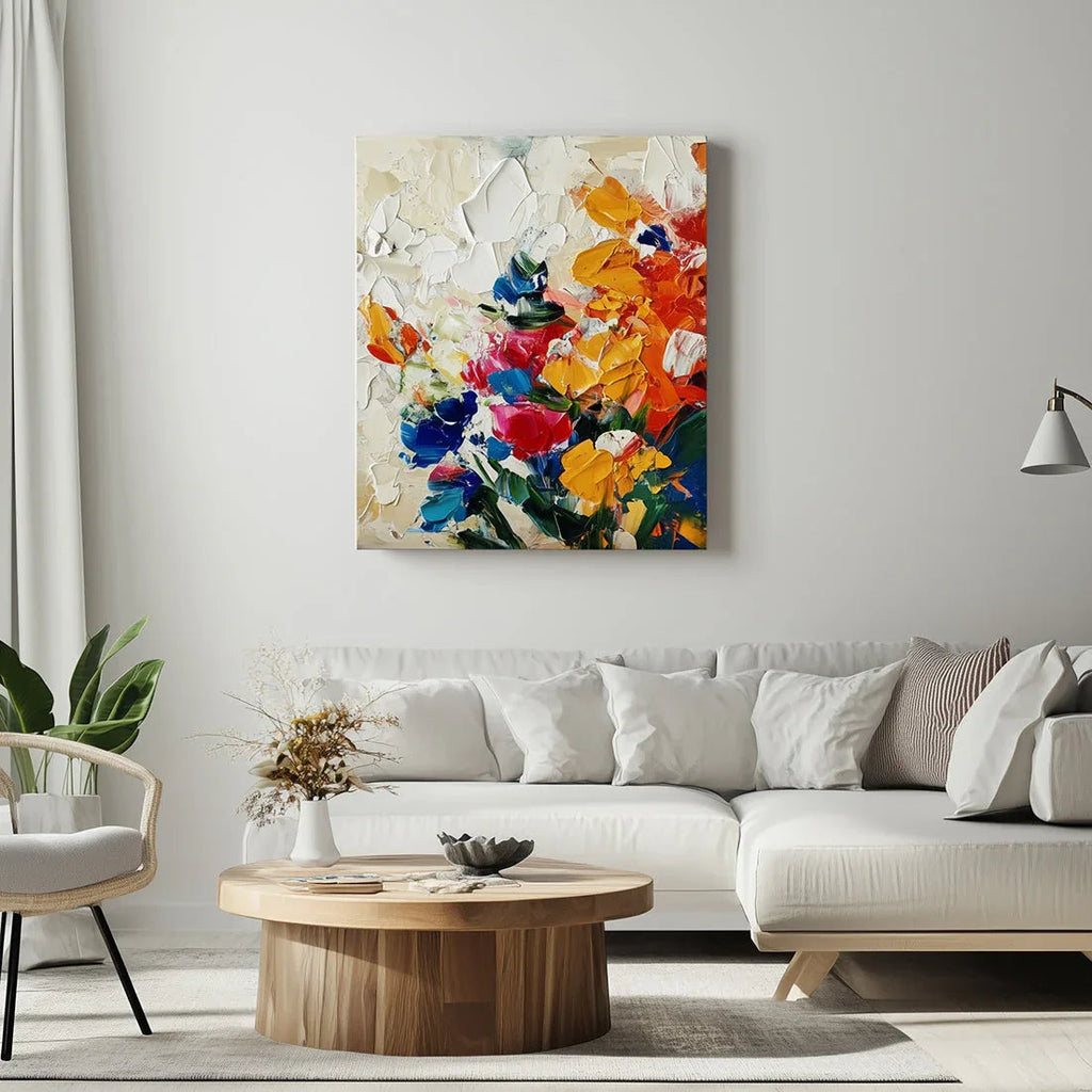 Radiant Garden -3D Texture Abstract Color Flower Cluster Oil Painting Wall Art#FL10089