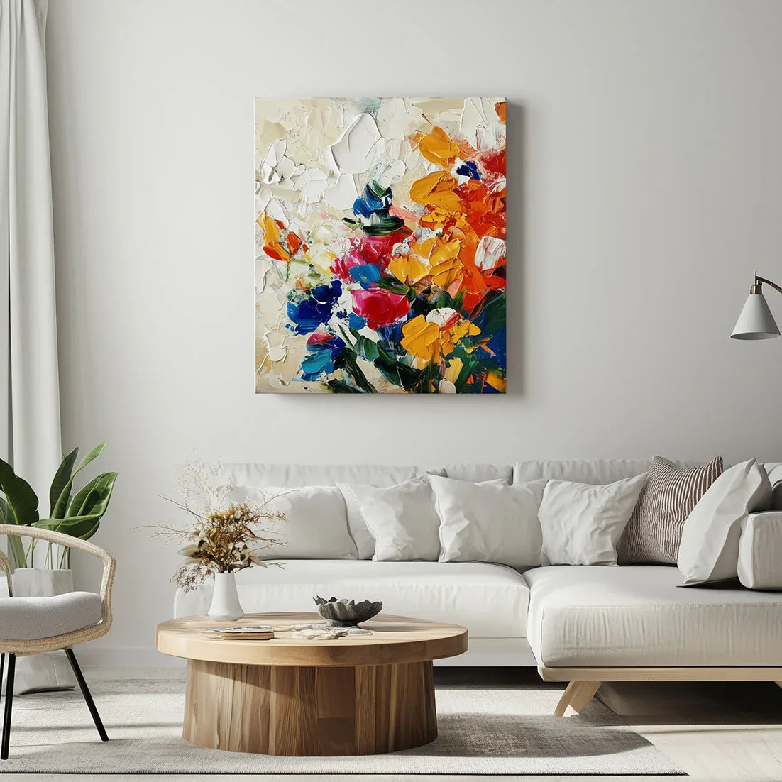 Radiant Garden -3D Texture Abstract Color Flower Cluster Oil Painting Wall Art#FL10089