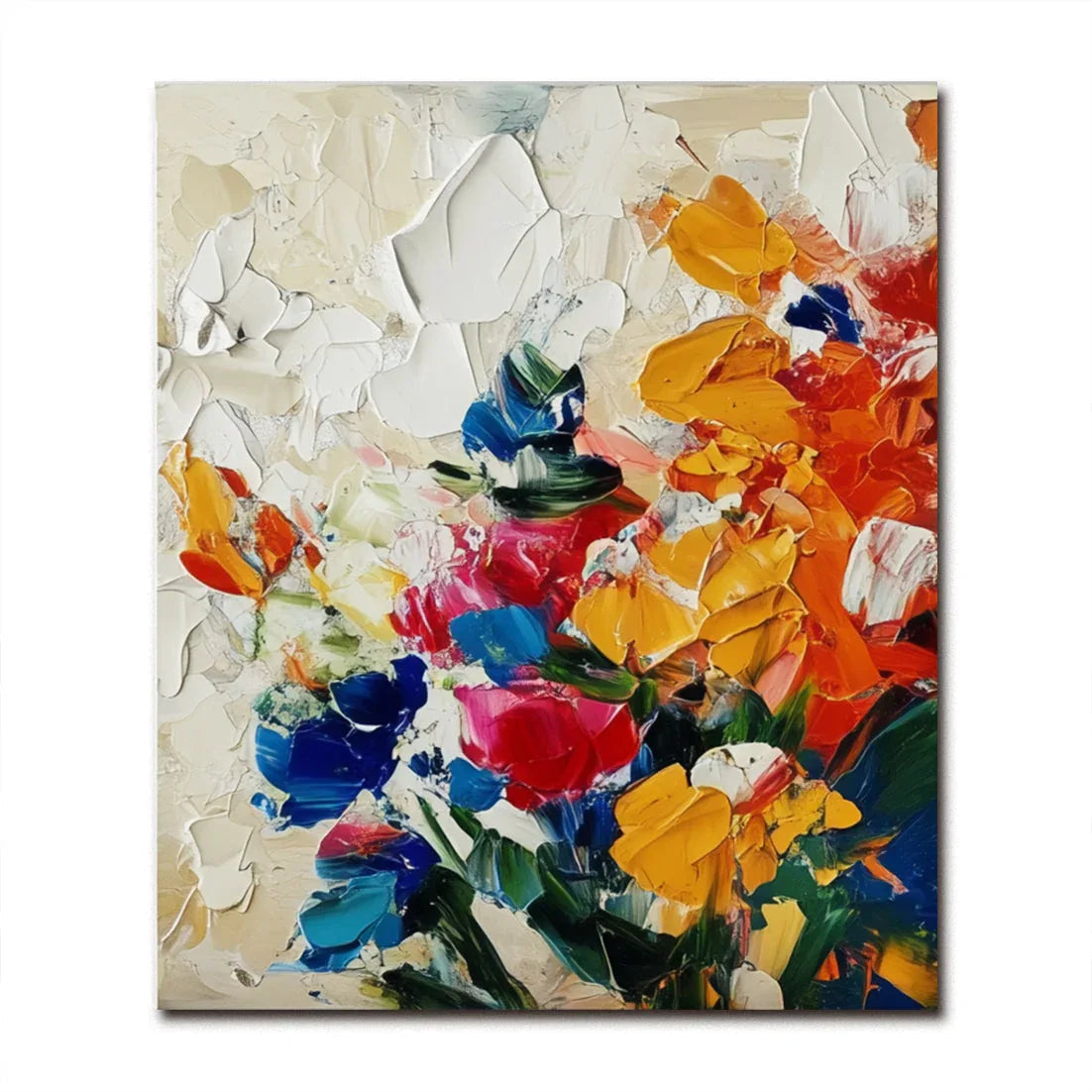 Radiant Garden -3D Texture Abstract Color Flower Cluster Oil Painting Wall Art#FL10089