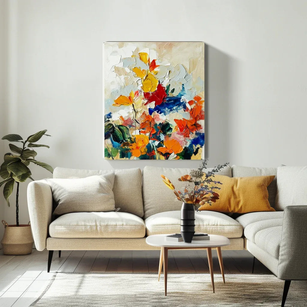 Autumn Symphony-Modern Abstract Thick Painted Flower Clusters Wall Art#FL10090