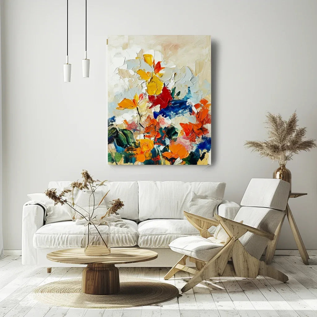 Autumn Symphony-Modern Abstract Thick Painted Flower Clusters Wall Art#FL10090