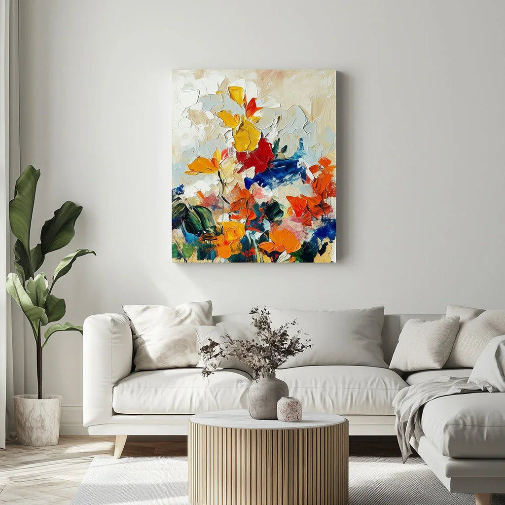 Autumn Symphony-Modern Abstract Thick Painted Flower Clusters Wall Art#FL10090