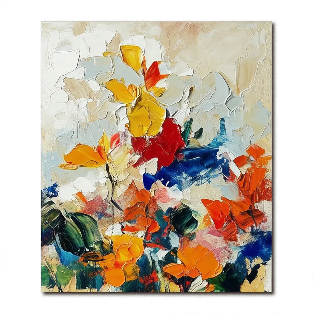 Autumn Symphony-Modern Abstract Thick Painted Flower Clusters Wall Art#FL10090