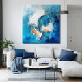 Ethereal Motion-Modern Minimalist Blue Abstract Circular Texture Wall Art
