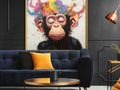 Colorful Monkey - Hand Drawn Abstract Fantasy Closed Eye Monkey Oil Painting Wall Art
