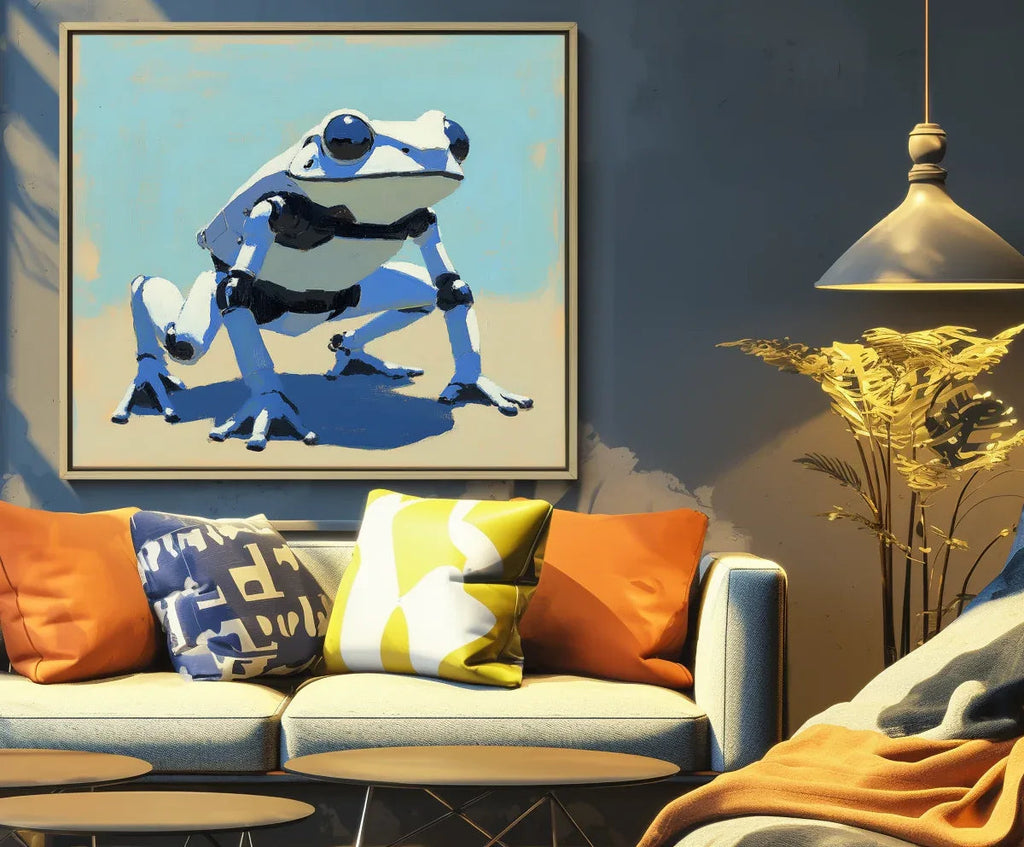 Futurist Frog Canvas-Minimally Styled Technological Frog Abstract Decorative Wall Art